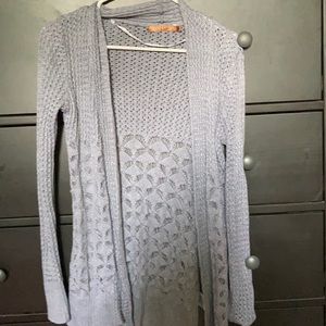 (Belldini)Grey boho “holey” sweater